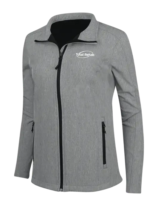 Medium Grey Heather Womens Core Soft Shell Jacket w/Total Rehab Logo