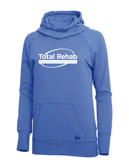 New Era Royal Heather Womens Tri-Blend Fleece Pullover Hoodie w/Total Rehab Logo