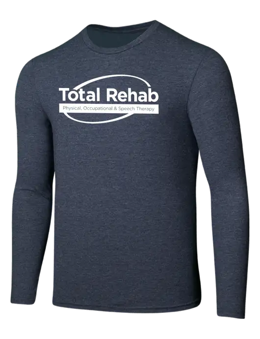 Seriously Soft Heathered Navy Long Sleeve T-Shirt w/Total Rehab Logo