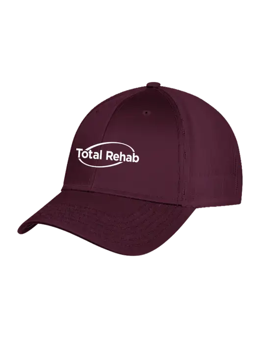 Maroon Mesh with Maroon Stitching on Bill Trucker Cap Snap Back w/Total Rehab Logo
