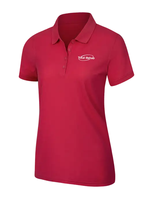 Red Womens Core Classic Pique Polo w/Total Rehab Logo