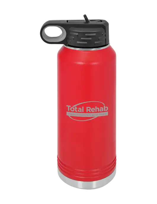 Polar Camel 32 oz Powder Coated Red Vacuum Insulated Water Bottle w/Total Rehab Logo
