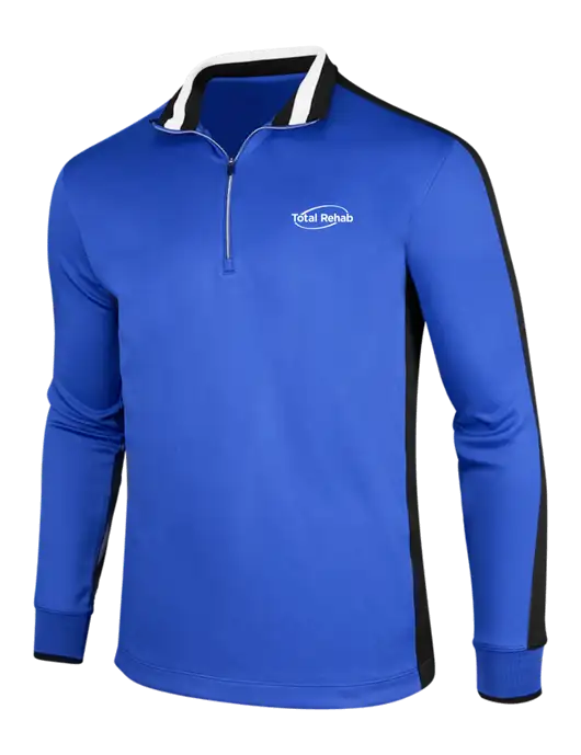 NIKE Game Royal/Black/White Dry-Fit 1/2 Zip Cover-Up w/Total Rehab Logo
