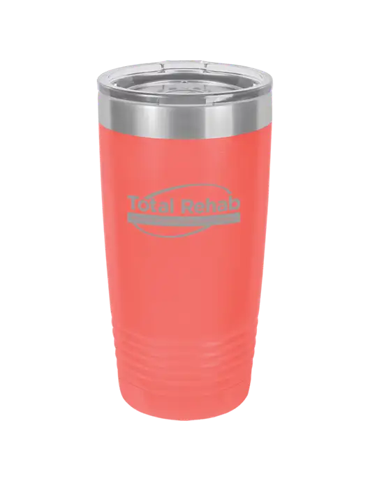 Polar Camel 20 oz Powder Coated Coral Vacuum Insulated Tumbler w/Total Rehab Logo