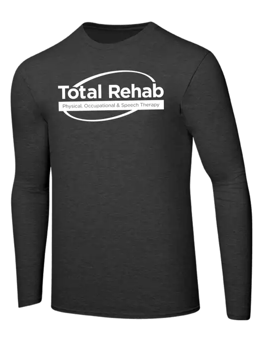 Ring Spun Dark Heather Grey 4.5 oz Long Sleeve T-Shirt w/Total Rehab Logo