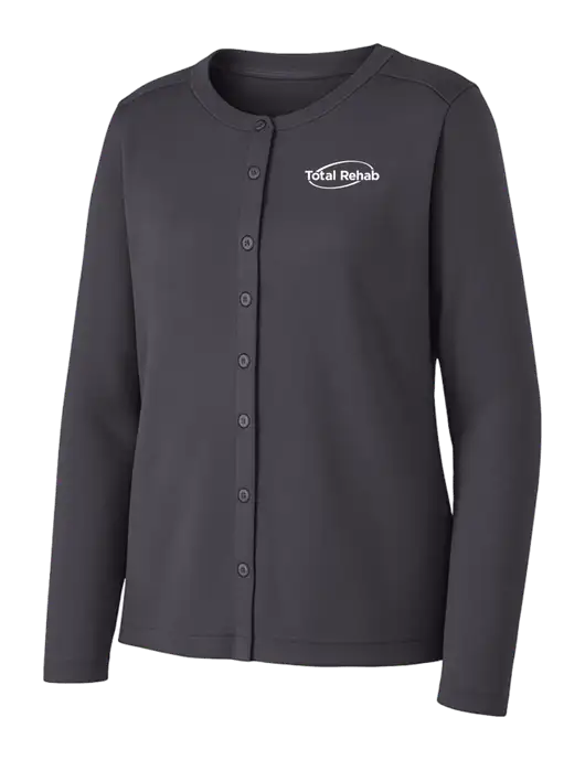 Grey Smoke Womens Concept Stretch Button-Front Cardigan Sweater w/Total Rehab Logo