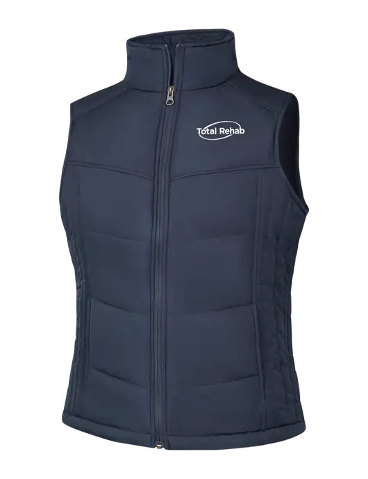  Womens Dark Slate/Black Puffy Vest w/Total Rehab Logo