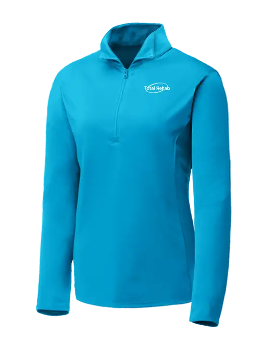 Sapphire Blue Womens Posicharge Competitor ¼ Zip Pullover w/Total Rehab Logo