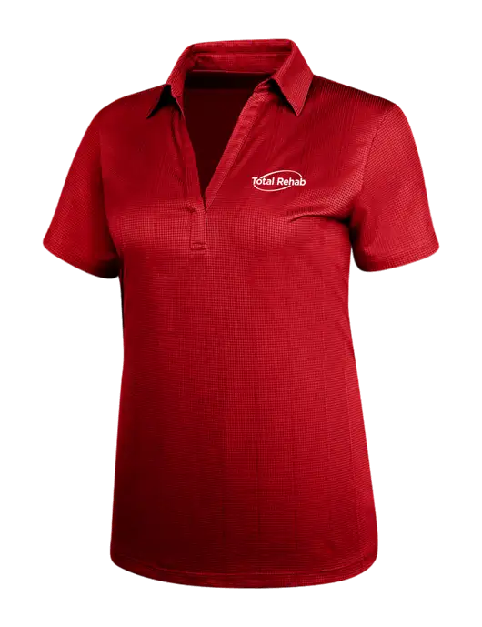 Red Womens Performance Fine Jacquard Polo w/Total Rehab Logo