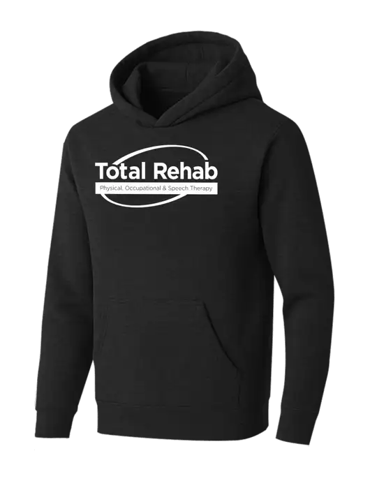 BELLA+CANVAS Black Heather Sponge Fleece Pullover Hoodie w/Total Rehab Logo