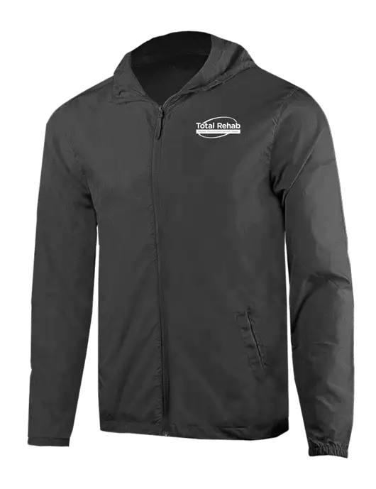 Rainy Day Ultra Lightweight Dark Grey Windbreaker Full-Zip Jacket w/Total Rehab Logo