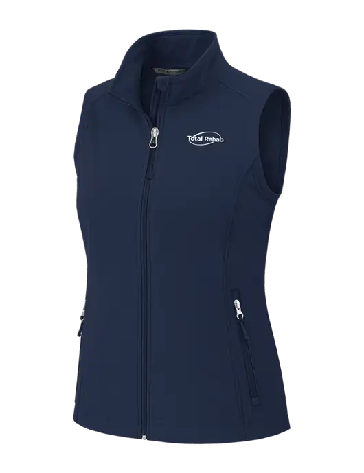 Navy Womens Core Soft Shell Vest w/Total Rehab Logo