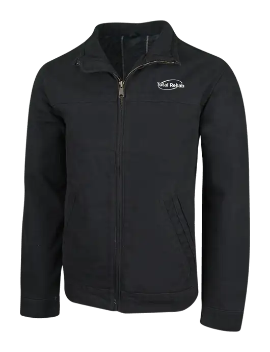 Cornerstone Black Washed Duck Cloth Flannel Lined Work Jacket w/Total Rehab Logo