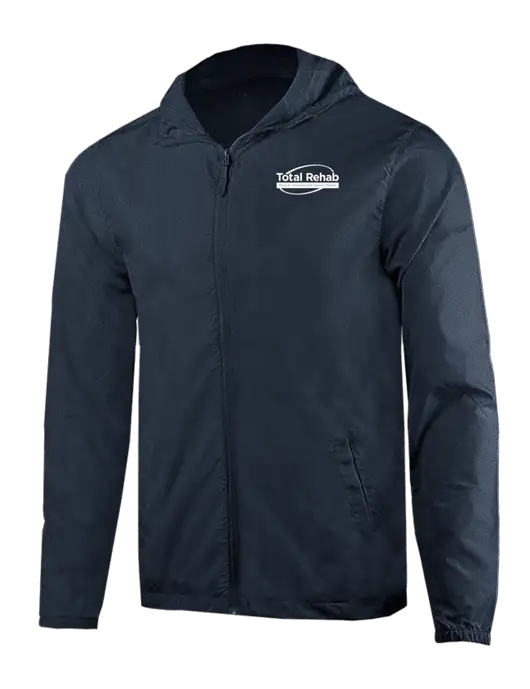 Rainy Day Ultra Lightweight Navy Windbreaker Full-Zip Jacket w/Total Rehab Logo