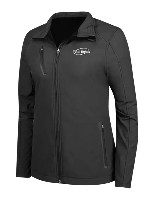 Black Womens Welded Softshell Jacket w/Total Rehab Logo