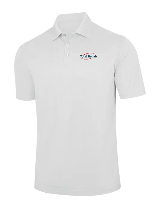 White Performance Fine Jacquard Polo w/Total Rehab Logo