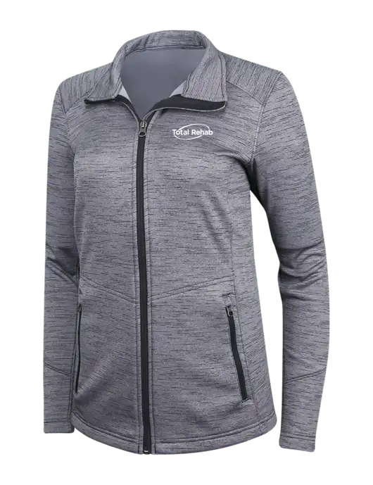 Medium Grey Womens Digi Stripe Fleece Jacket w/Total Rehab Logo