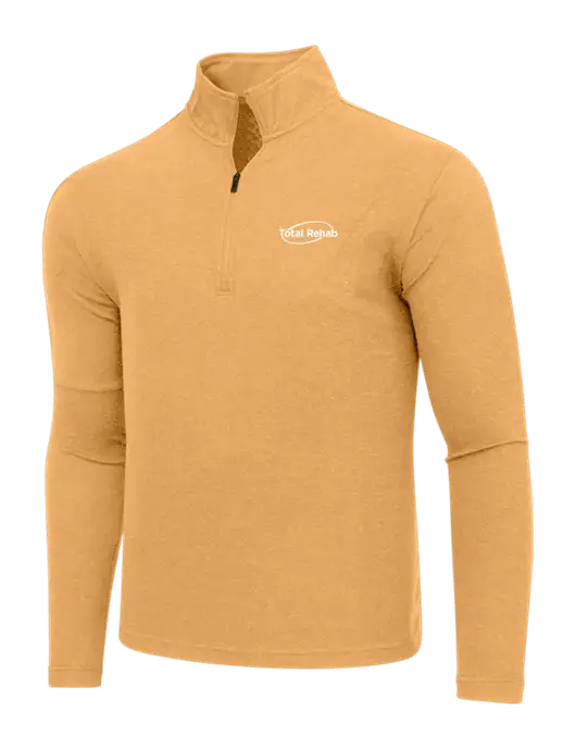 Adidas Light Orange Heather 3 Stripes Quarter Zip Sweater w/Total Rehab Logo