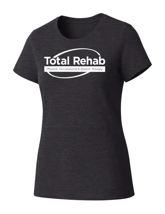 Womens Seriously Soft Heathered Charcoal T-Shirt w/Total Rehab Logo
