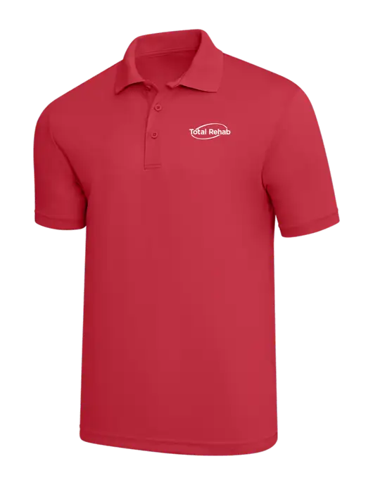 Red PosiCharge RacerMesh Polo w/Total Rehab Logo