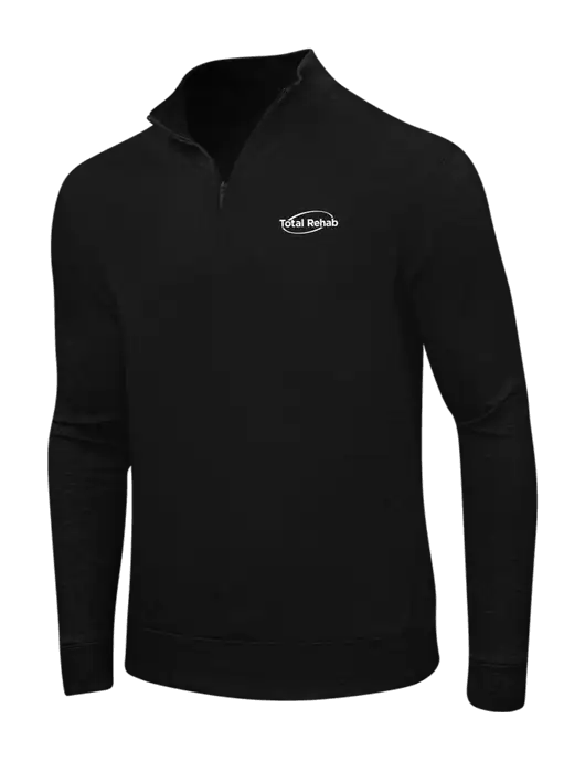 Deep Black/Charcoal Heather Interlock 1/4 Zip w/Total Rehab Logo