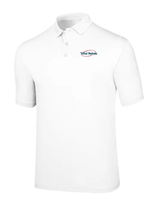 Callaway Opti-Dri White Chev Polo w/Total Rehab Logo