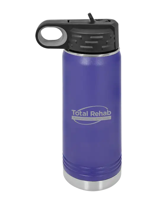 Polar Camel 20 oz Powder Coated Purple Vacuum Insulated Water Bottle w/Total Rehab Logo