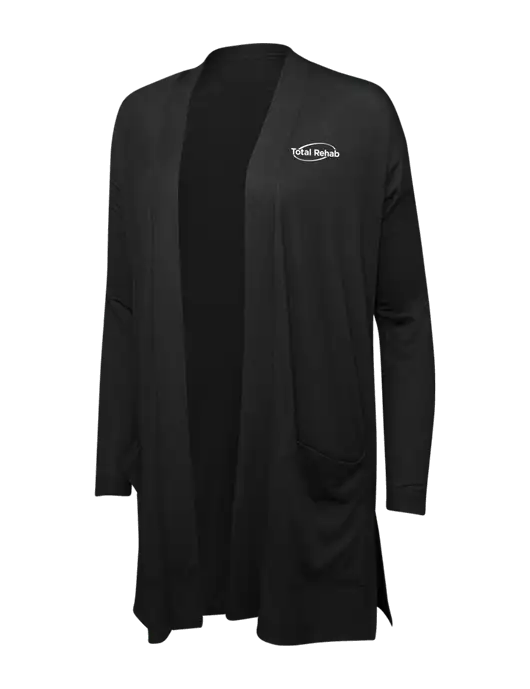 Black Womens Concept Long Pocket Cardigan w/Total Rehab Logo
