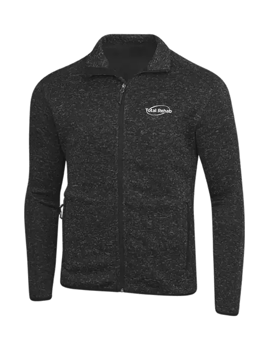 Black Heather Sweater Fleece Jacket w/Total Rehab Logo