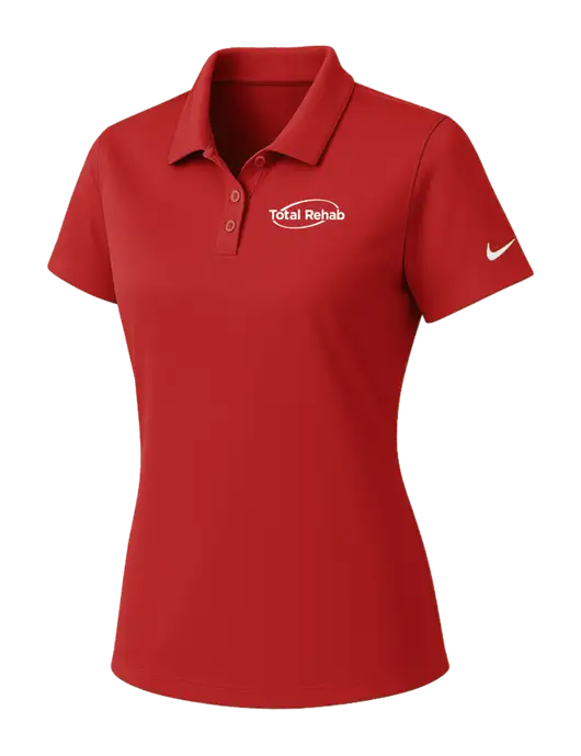 Nike Womens Red Dry Essential Solid Polo w/Total Rehab Logo