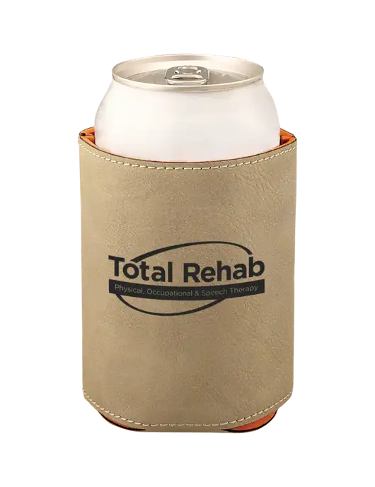 Tan Leatherette Beverage Holder w/Total Rehab Logo