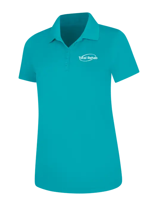 Light Teal Womens Dry Zone UV Mesh Polo w/Total Rehab Logo