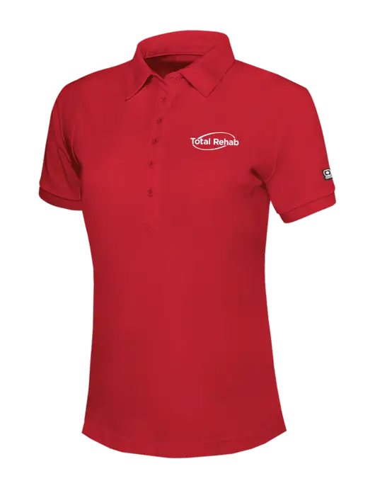 OGIO Womens Red Jewel Polo w/Total Rehab Logo