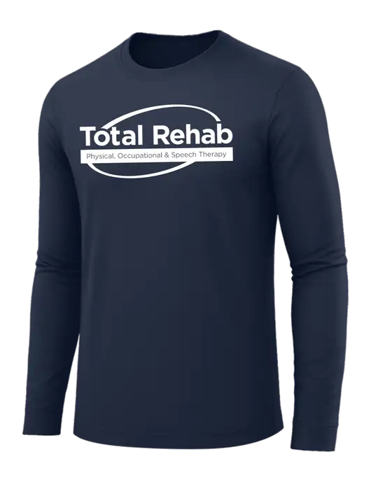 Long Sleeve Navy PosiCharge Competitor Tee w/Total Rehab Logo