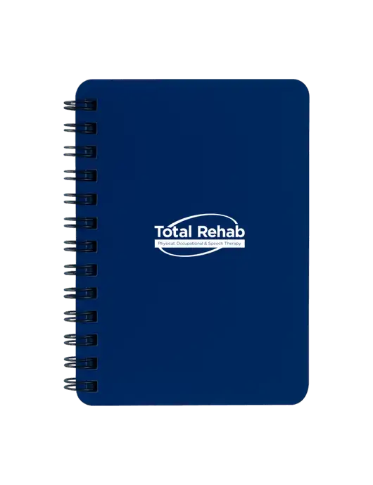Sturdy Navy Blue Hardcover Notebook, 5.25 x 7 w/Total Rehab Logo