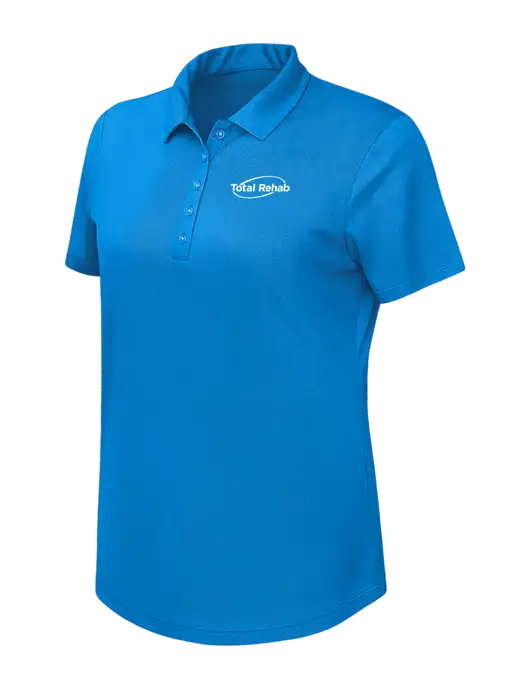 Callaway Womens Birdseye Dark Carolina Blue Polo w/Total Rehab Logo