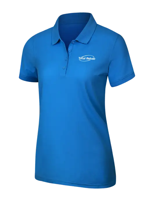 Light Royal Blue Womens Core Classic Pique Polo w/Total Rehab Logo