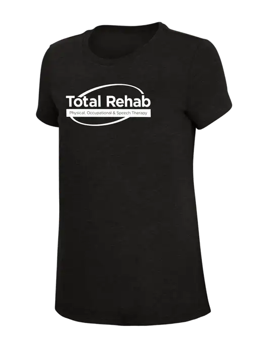 Womens Simply Soft Black 4.5oz Poly/Combed Ring Spun Cotton T-Shirt w/Total Rehab Logo