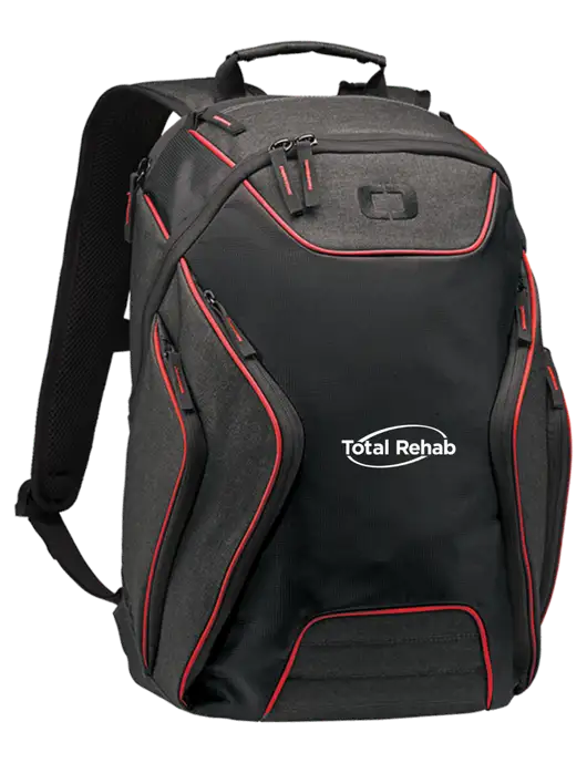 OGIO Red/Heather Grey Hatch Laptop Backpack
 w/Total Rehab Logo