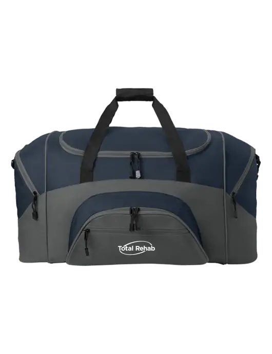 Standard Colorblock Navy/Dark Grey Sport Duffel w/Total Rehab Logo