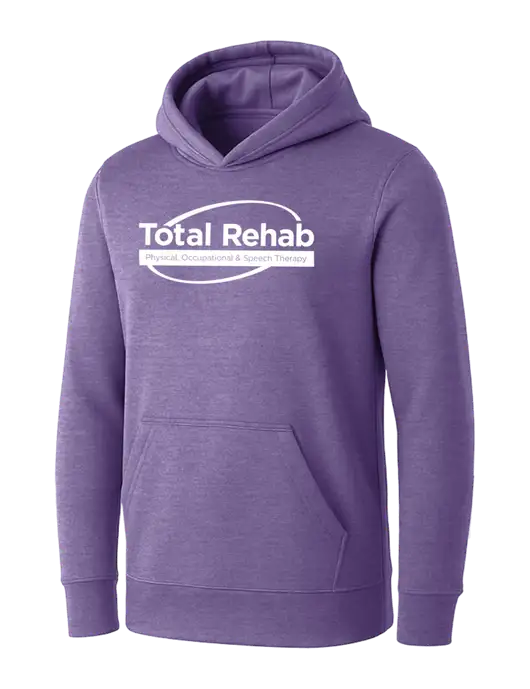 Womens Purple Heather Core Fleece Pullover Hooded Sweatshirt w/Total Rehab Logo