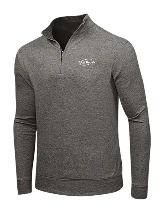 Charcoal Heather/Medium Heather Grey Interlock 1/4 Zip w/Total Rehab Logo