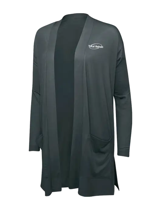 Smoke Grey Womens Concept Long Pocket Cardigan w/Total Rehab Logo