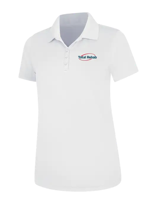 White Womens Dry Zone UV Mesh Polo w/Total Rehab Logo