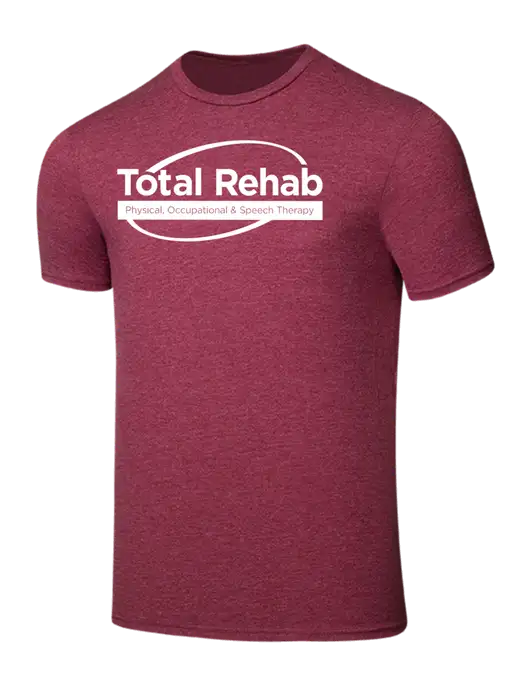 Seriously Soft Heathered Cardinal T-Shirt w/Total Rehab Logo