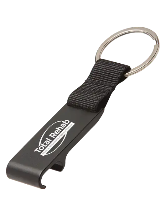Black Bottle Opener & Key Ring w/Total Rehab Logo