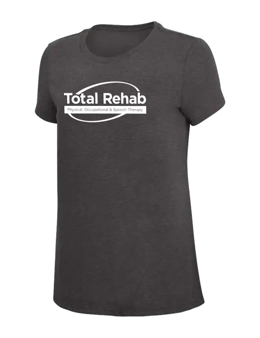 Womens Simply Soft Heather Charcoal 4.5oz  Poly/Combed Ring Spun Cotton T-Shirt w/Total Rehab Logo
