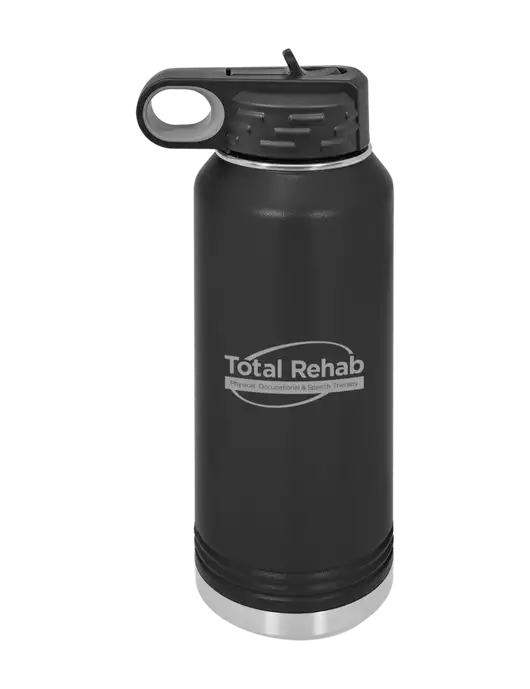 Polar Camel 32 oz Powder Coated Black Vacuum Insulated Water Bottle w/Total Rehab Logo