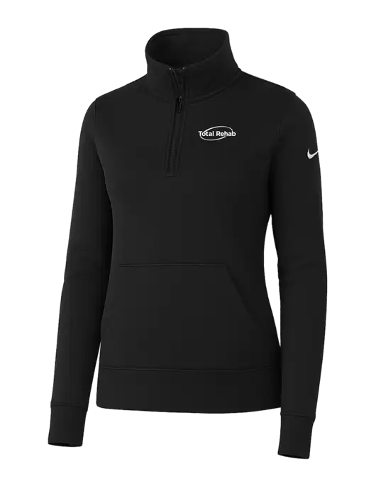 Nike Womens Black Club Fleece Sleeve Swoosh 1/2-Zip w/Total Rehab Logo