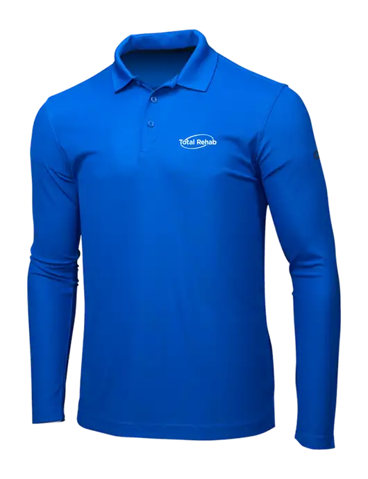 OGIO Royal Blue Caliber 2.0 Long Sleeve Polo w/Total Rehab Logo